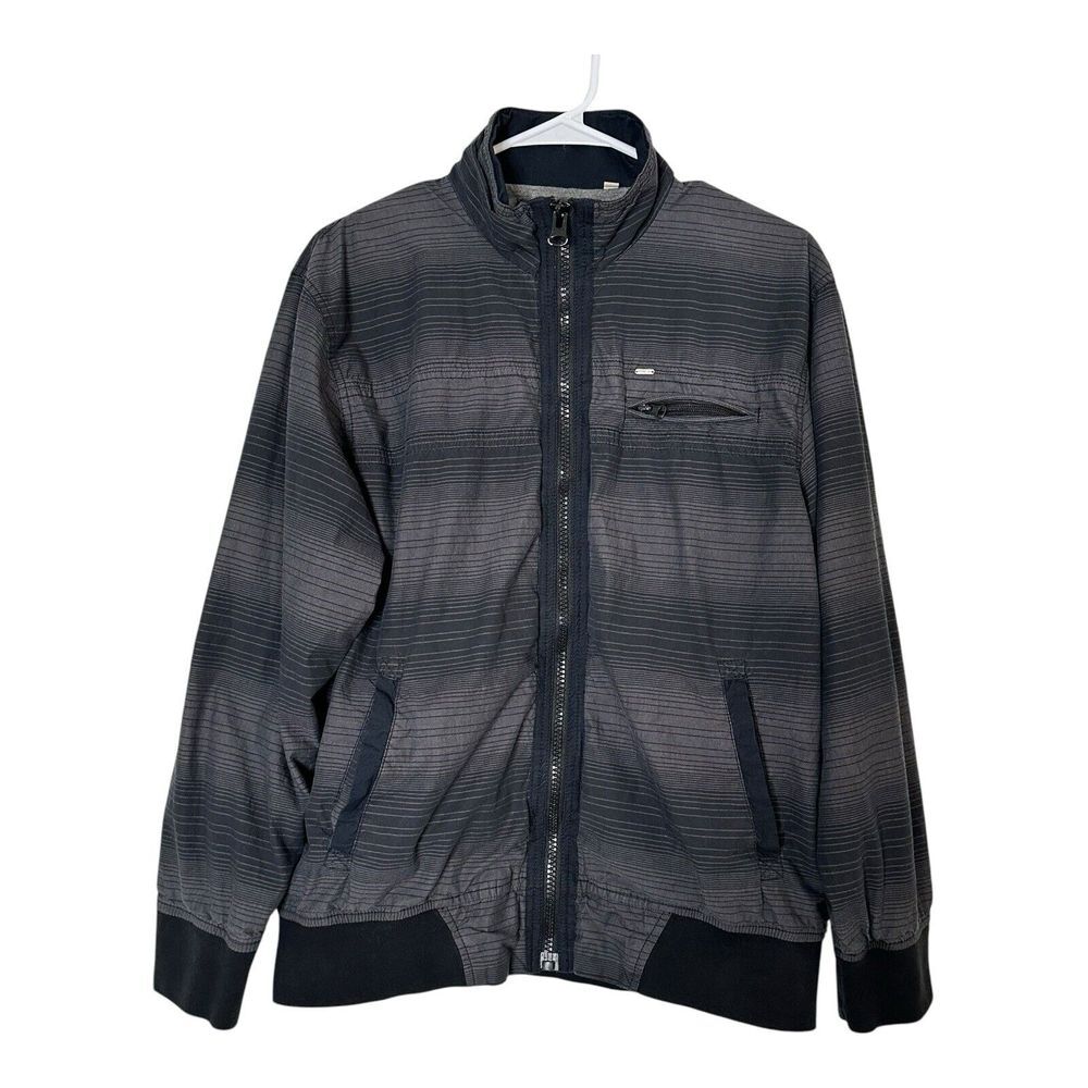 Men's Charcoal Gray Zip-Up Windbreaker Jacket